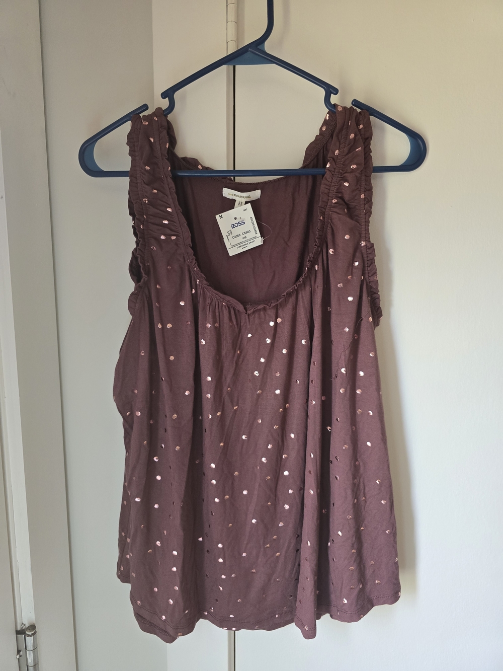 Women's Mauve Sleeveless Polka Dot Tank Top